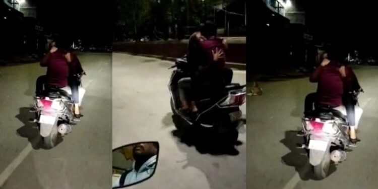 Romance on Scooty: The 'lap' romance once again seen on the moving scooty…watch VIDEO