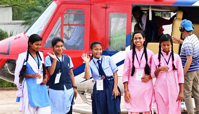 CG helicopter joyride: Helicopter joyride for meritorious students of class 10th and 12th begins