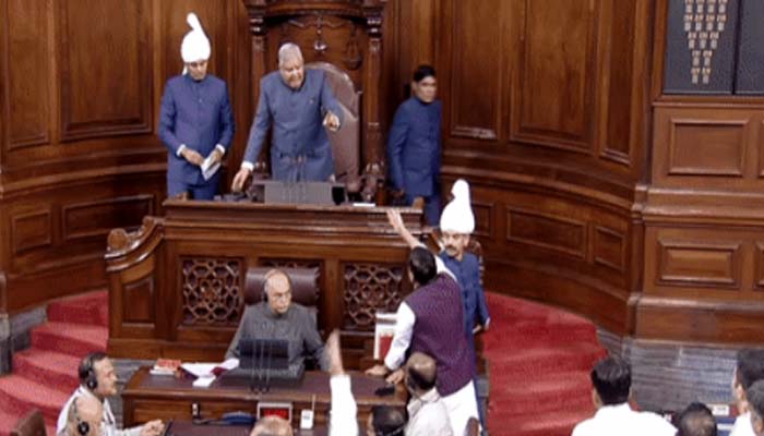 Uproar in Rajya Sabha! Speaker Dhankhar suspended AAP MP Sanjay Singh from the monsoon session
