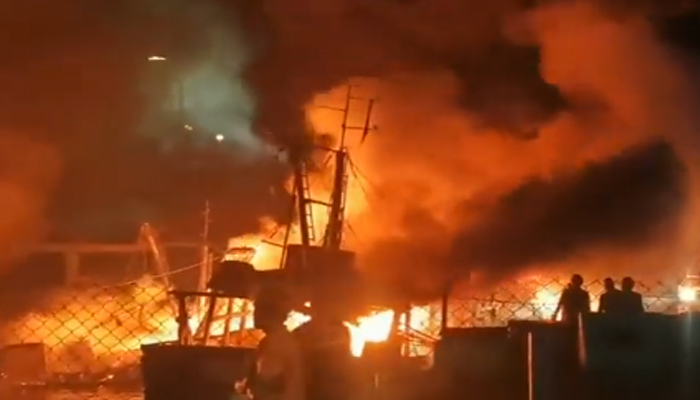 BREAKING: Massive fire in Visakhapatnam port, 40 boats burnt to ashes, huge loss to fishermen.