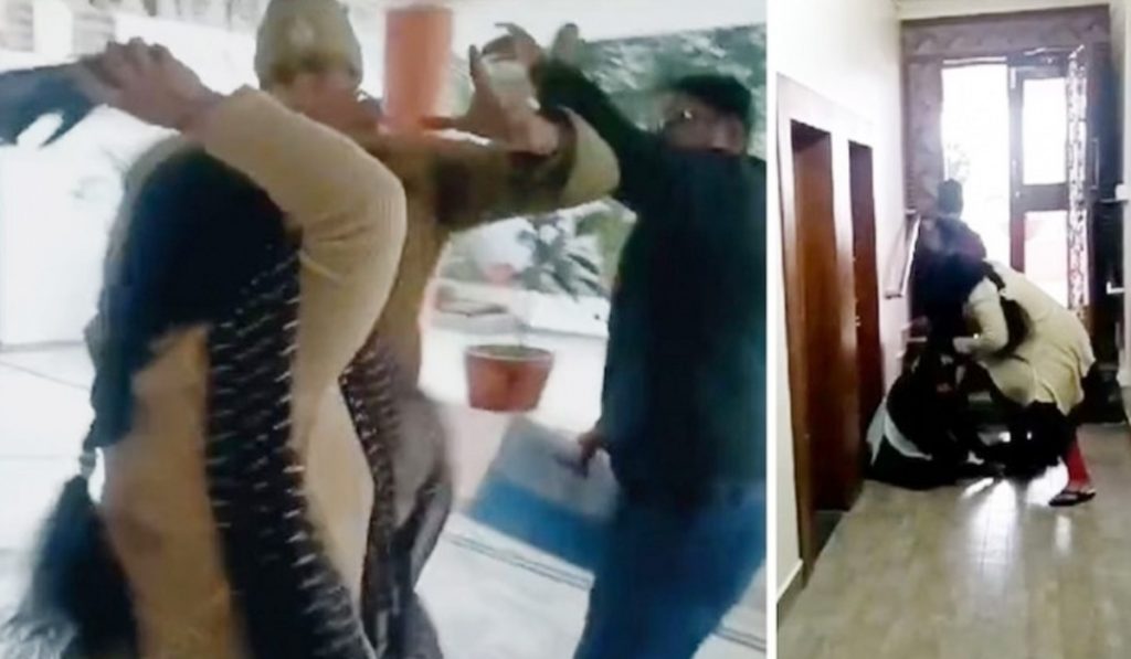 Husband caught red handed with girlfriend, angry wife beats both of them with slippers and…
