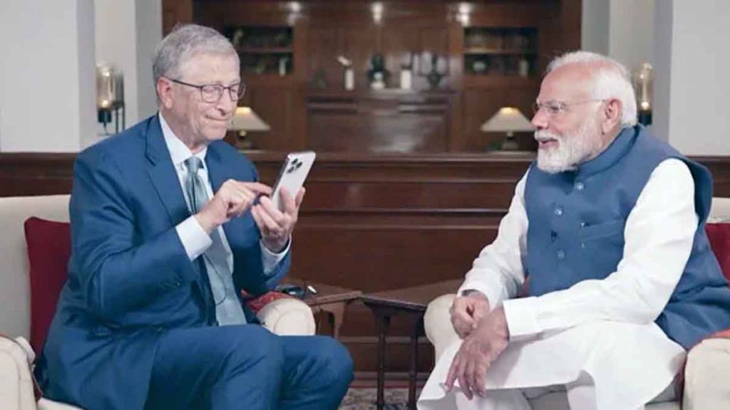 What is the first word spoken by children in India after birth? PM Modi told Bill Gates..