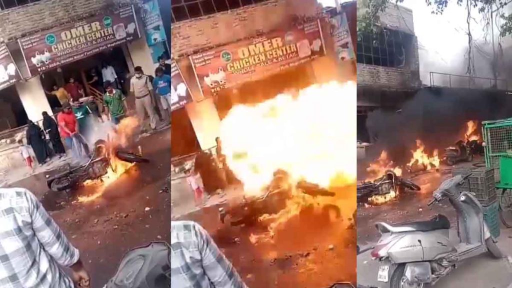 Bullet Bike Blast: Fire in moving bullet; 1 killed, 9 seriously injured due to petrol tank explosion.. VIDEO