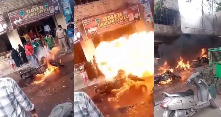 Bullet Bike Blast: Fire in moving bullet; 1 killed, 9 seriously injured due to petrol tank explosion.. VIDEO