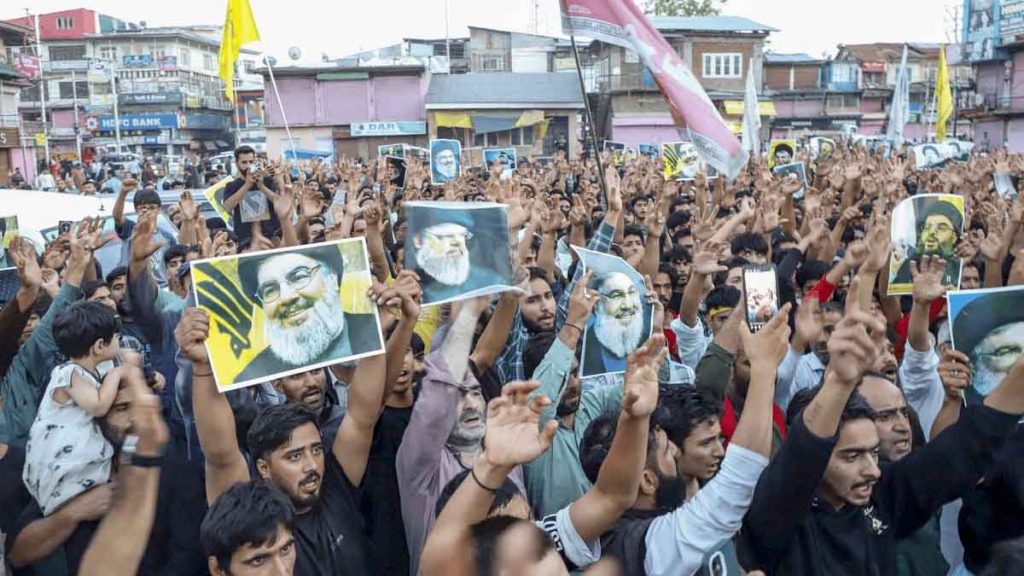 Demonstration in Kashmir on Nasrallah's death surprising