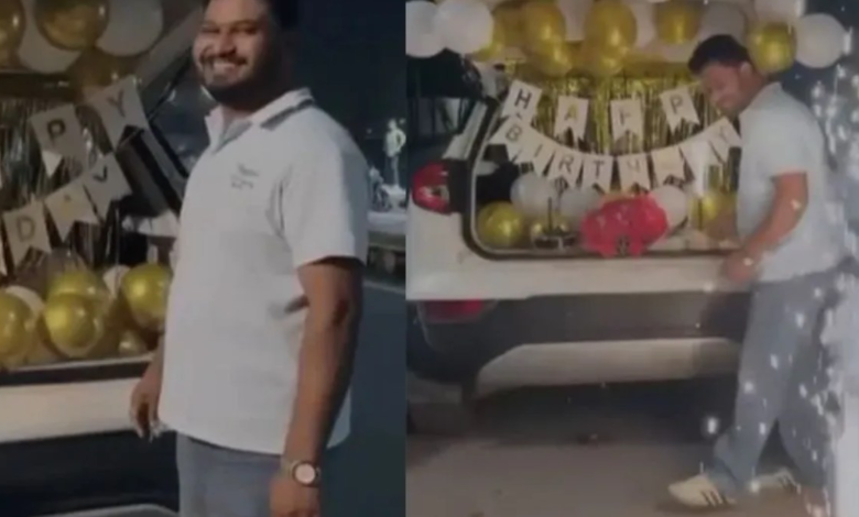 CG Naib Tehsildar Viral Video: Birthday celebration of Abhanpur Naib Tehsildar Vipin Patel on the road.